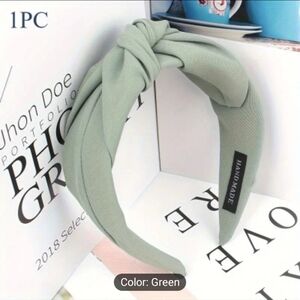 Wide Brim Knotted Head Band Green